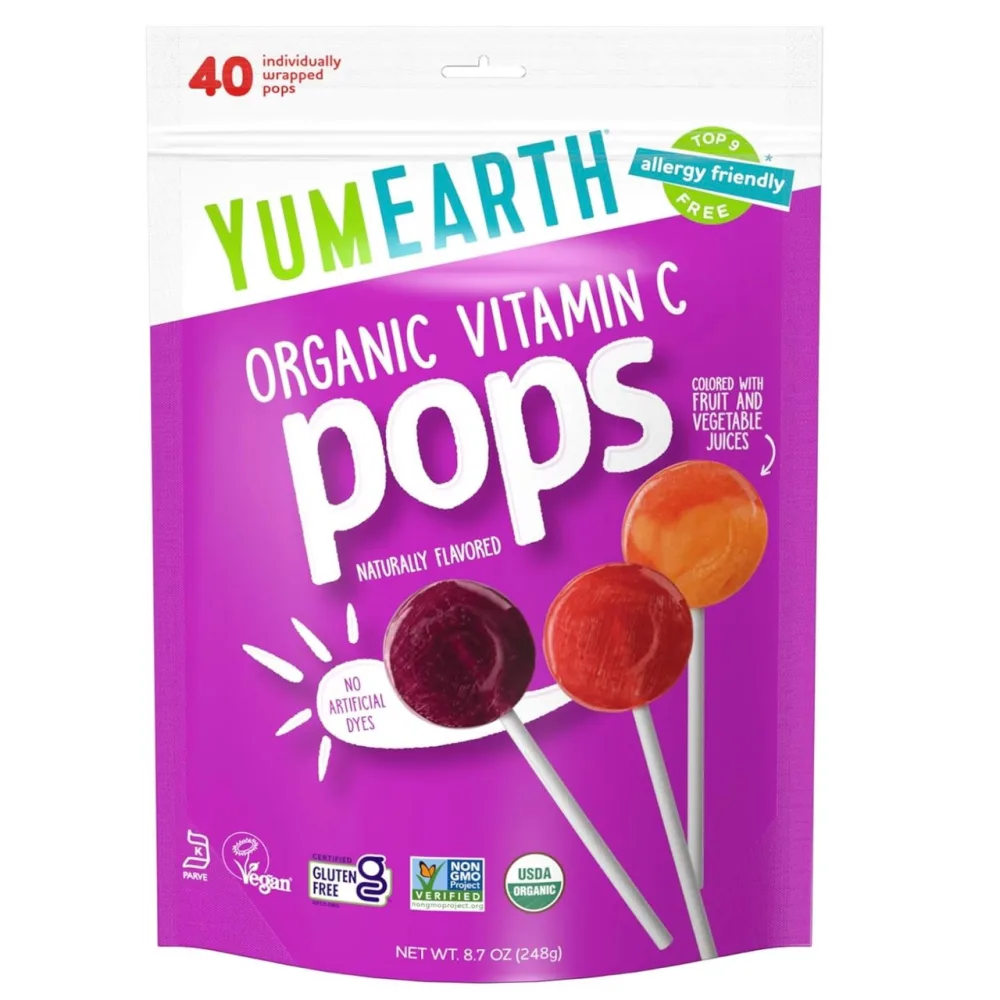 YumEarth Organic Vitamin C Pops Variety Pack, 40 Fruit Flavored